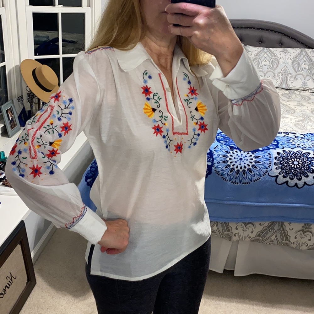 Authentic Colorfully Embroidered Vintage Blouse